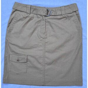 New Talbots Womens Petite Skirt Size 10 Beige Cargo Belt Cotton Blend